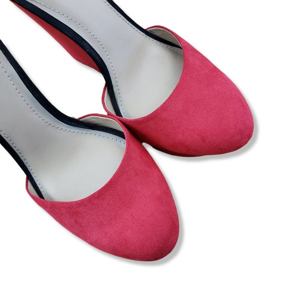 Zara Red Faux Suede Platform Wedges Size 7.5 - Picture 2 of 6